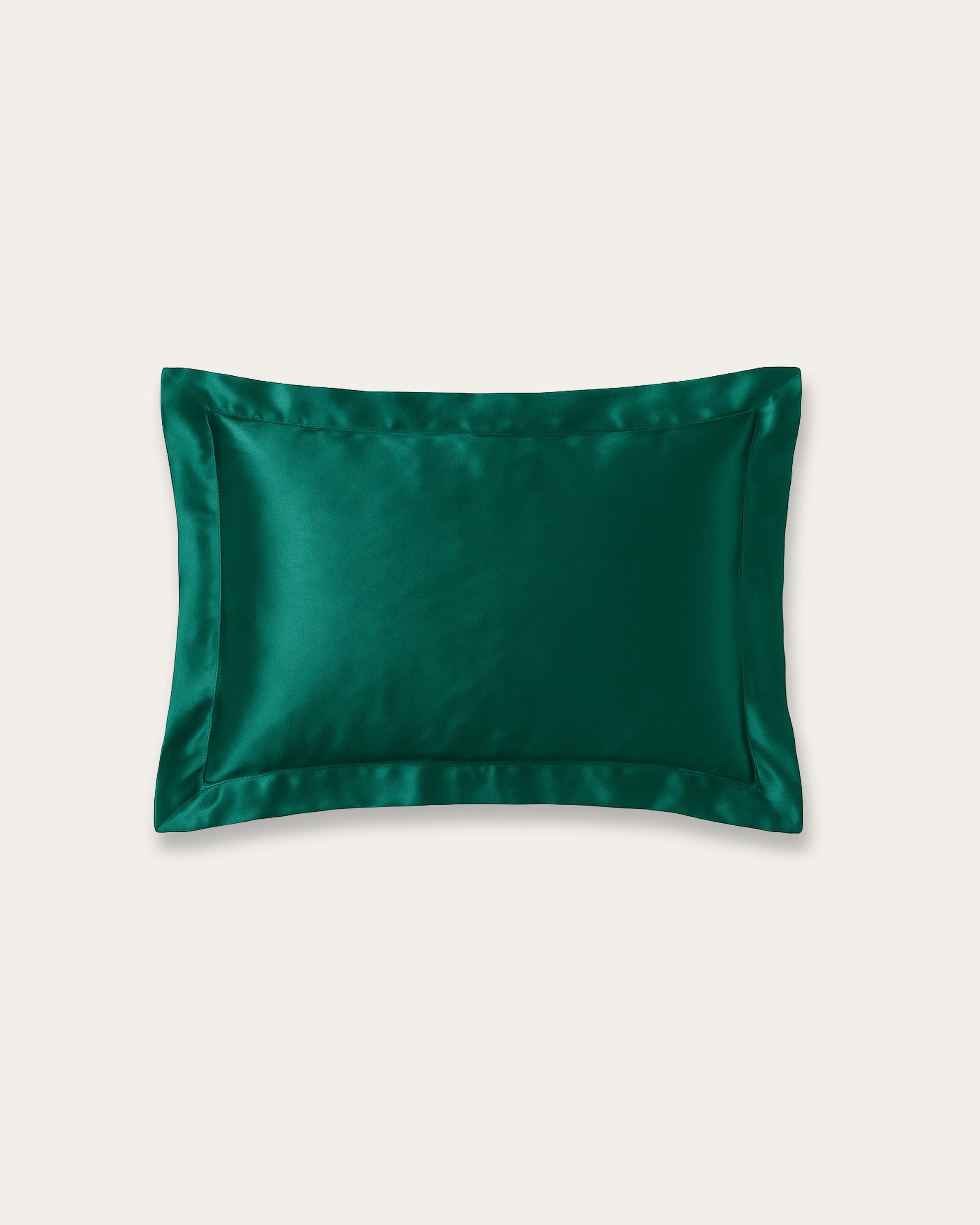 Pine green satin Oxford pillowcase with a luxurious sheen, perfect for adding elegance to your bedding.