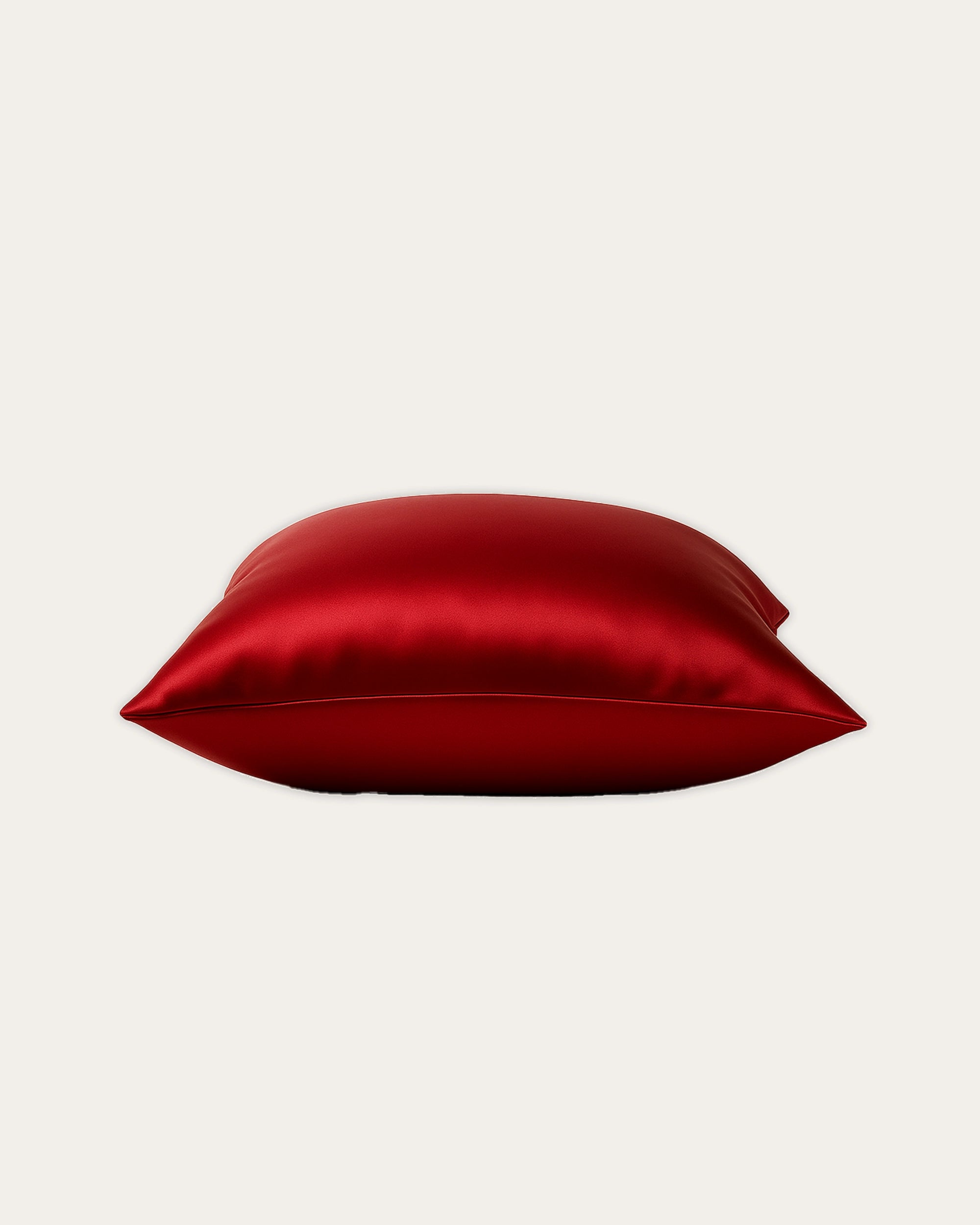 Imperial Red Satin Square Pillowcase showcasing a luxurious, wrinkle-free, soft satin texture.