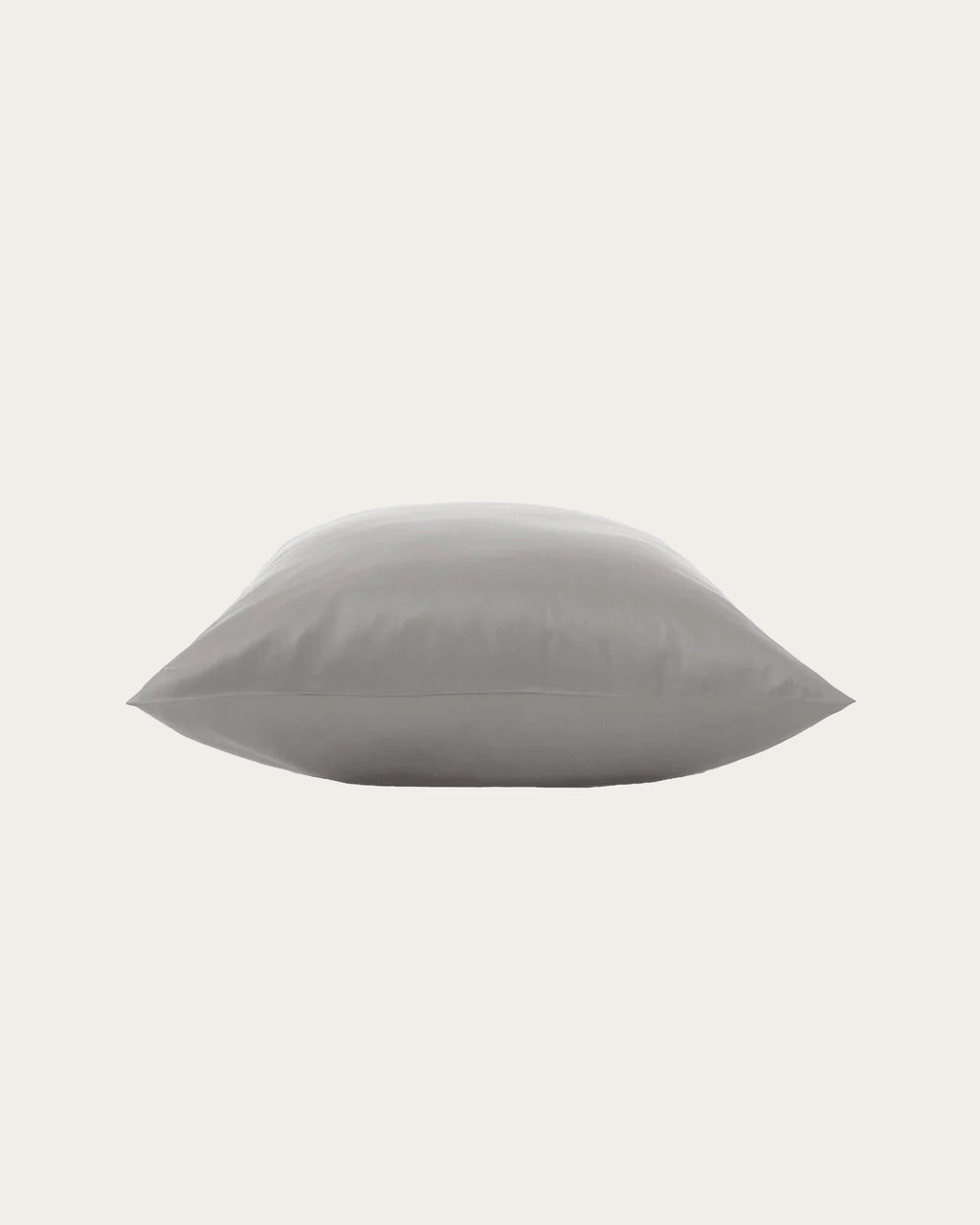 Moonlight Silver Satin Oxford Pillowcase showcasing a sleek, metallic sheen, perfect for elegant bedding decor.