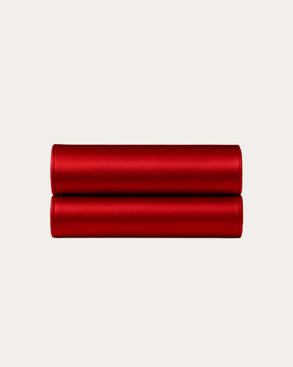 Luxurious Imperial Red satin fitted sheet offering silky softness and elegant bedroom comfort.